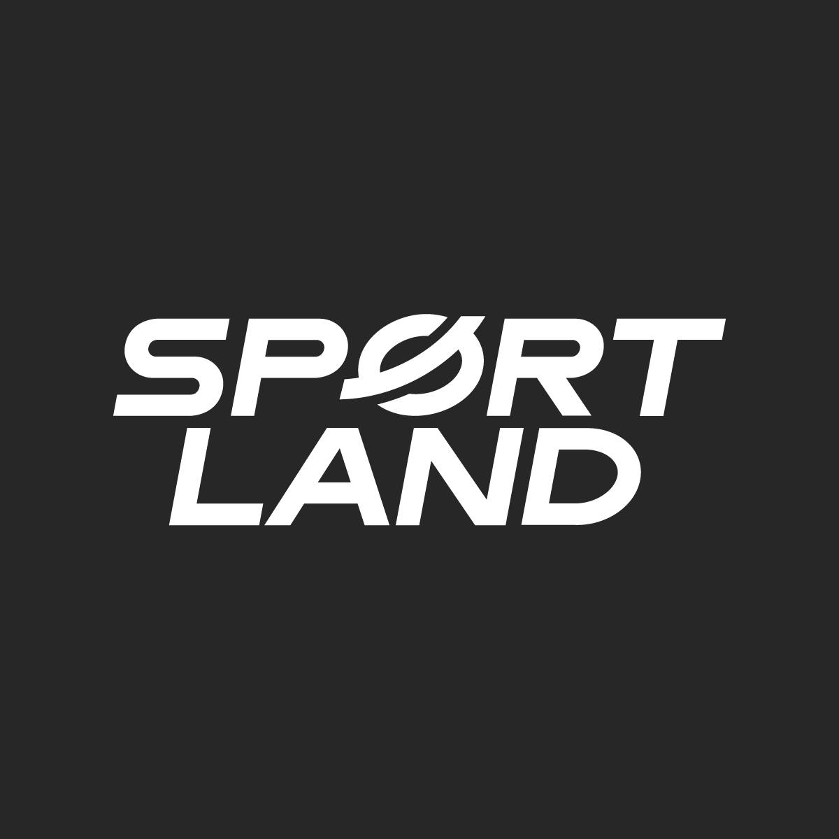 Logo di testo SPORTLAND bianco su sfondo scuro, con la lettera O di SPORT stilizzata come uno zero sbarrato.